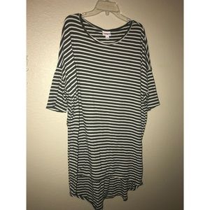 Green and white striped Lularoe Irma